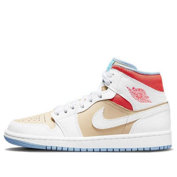Nike Air Jordan 1 Mid Tops Se Retro Basketball Sko Til Damer Hvid Brun