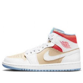 Nike Air Jordan 1 Mid Tops Se Retro Basketball Sko Til Damer Hvid Brun