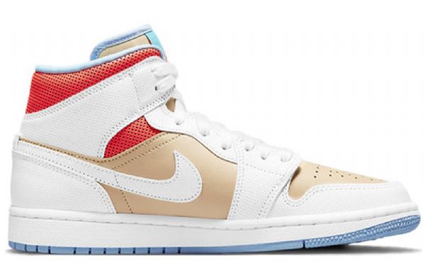 Nike Air Jordan 1 Mid Tops Se Retro Basketball Sko Til Damer Hvid Brun