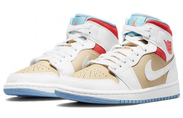 Nike Air Jordan 1 Mid Tops Se Retro Basketball Sko Til Damer Hvid Brun