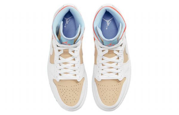 Nike Air Jordan 1 Mid Tops Se Retro Basketball Sko Til Damer Hvid Brun