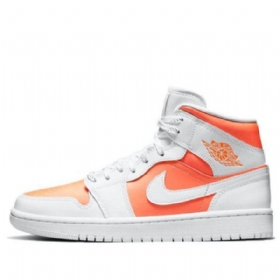 Nike Air Jordan 1 Mid Tops Se Retro Basketball Sko Til Damer Hvid Orange