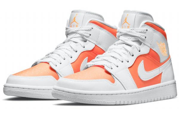 Nike Air Jordan 1 Mid Tops Se Retro Basketball Sko Til Damer Hvid Orange
