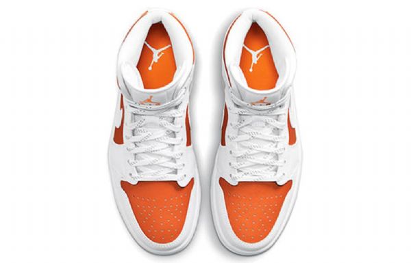 Nike Air Jordan 1 Mid Tops Se Retro Basketball Sko Til Damer Hvid Orange