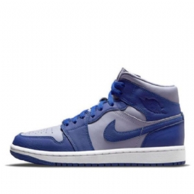 Nike Air Jordan 1 Mid Tops Se Retro Basketball Sko Til Damer Lilla Deep Royal Blå