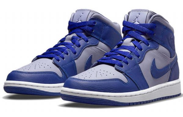 Nike Air Jordan 1 Mid Tops Se Retro Basketball Sko Til Damer Lilla Deep Royal Blå