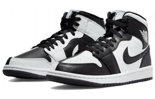 Nike Air Jordan 1 Mid Tops Se Retro Basketball Sko Til Damer Sort Hvid