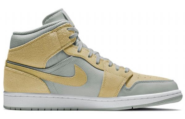 Nike Air Jordan 1 Mid Tops Se Retro Basketball Sko Til Mænd Brun Citron Lyseblå