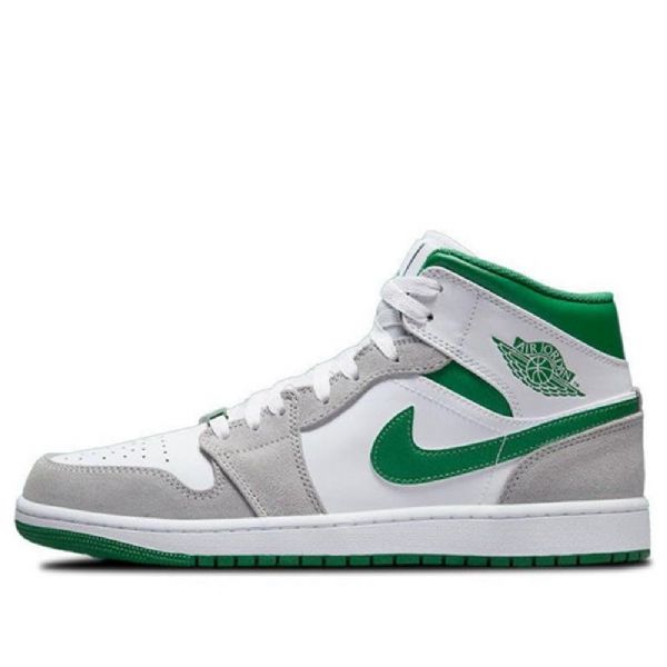 Nike Air Jordan 1 Mid Tops Se Retro Basketball Sko Til Mænd Grå Grøn
