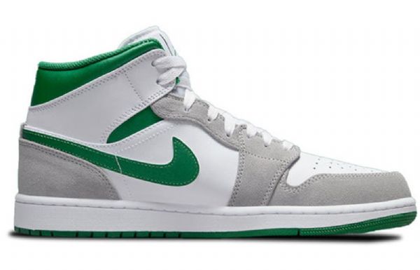 Nike Air Jordan 1 Mid Tops Se Retro Basketball Sko Til Mænd Grå Grøn