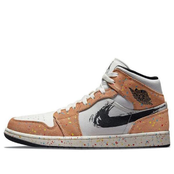 Nike Air Jordan 1 Mid Tops Se Retro Basketball Sko Til Mænd Khaki Hvid