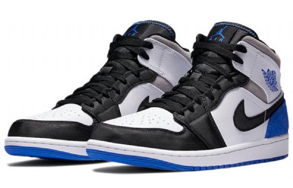 Nike Air Jordan 1 Mid Tops Se Retro Basketball Sko Til Mænd Kongeblå Sort