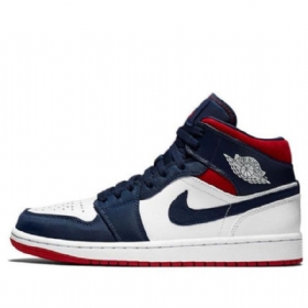 Nike Air Jordan 1 Mid Tops Se Retro Basketball Sko Til Mænd Mørkeblå Hvid