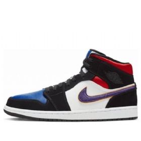 Nike Air Jordan 1 Mid Tops Se Retro Basketball Sko Til Mænd Sort Blå