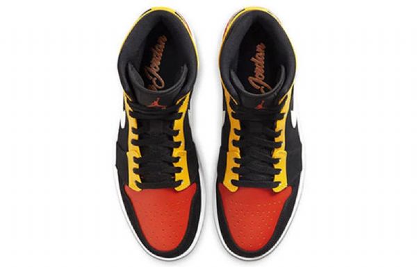 Nike Air Jordan 1 Mid Tops Se Retro Basketball Sko Til Mænd Sort Gul Orange