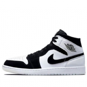 Nike Air Jordan 1 Mid Tops Se Retro Basketball Sko Til Mænd Sort Hvid