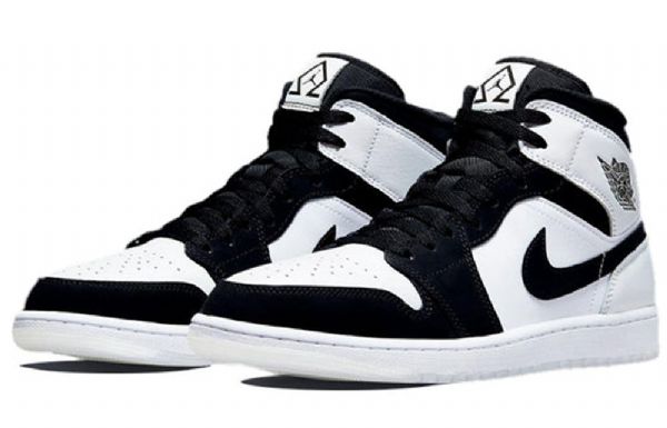 Nike Air Jordan 1 Mid Tops Se Retro Basketball Sko Til Mænd Sort Hvid