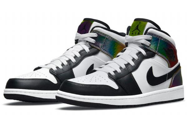 Nike Air Jordan 1 Mid Tops Se Retro Basketball Sko Til Mænd Sort Hvid