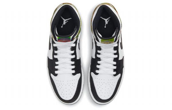 Nike Air Jordan 1 Mid Tops Se Retro Basketball Sko Til Mænd Sort Hvid