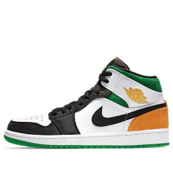 Nike Air Jordan 1 Mid Tops Se Retro Basketball Sko Til Mænd Sort Hvid Brun