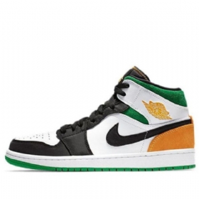 Nike Air Jordan 1 Mid Tops Se Retro Basketball Sko Til Mænd Sort Hvid Brun