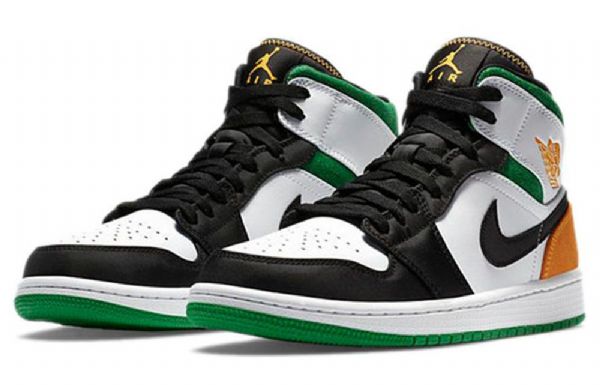 Nike Air Jordan 1 Mid Tops Se Retro Basketball Sko Til Mænd Sort Hvid Brun