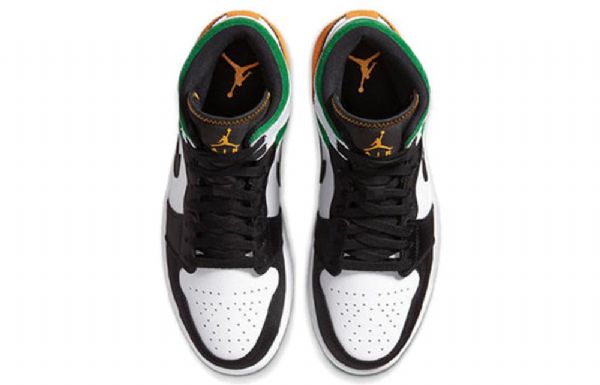 Nike Air Jordan 1 Mid Tops Se Retro Basketball Sko Til Mænd Sort Hvid Brun