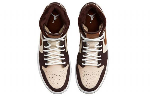 Nike Air Jordan 1 Mid Tops Se Retro Basketballsko Til Kvinder Flødeskum Mørkebrun Chokolade