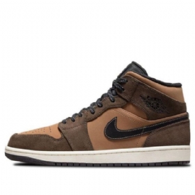 Nike Air Jordan 1 Mid Tops Se Retro Basketballsko Til Mænd Mørk Chokoladebrun