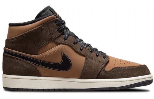 Nike Air Jordan 1 Mid Tops Se Retro Basketballsko Til Mænd Mørk Chokoladebrun