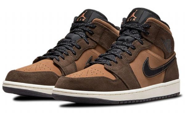 Nike Air Jordan 1 Mid Tops Se Retro Basketballsko Til Mænd Mørk Chokoladebrun