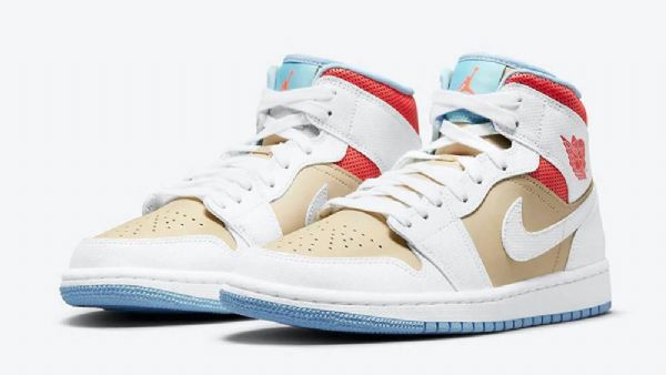 Nike Air Jordan 1 Mid Tops Se Sesamsko Til Mænd Flerfarvet