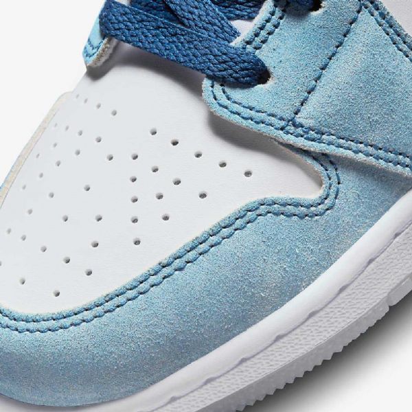 Nike Air Jordan 1 Mid Tops Se Sko Til Børn Blå Hvid Lysegrå Rød