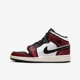 Nike Air Jordan 1 Mid Tops Se Sko Til Børn Sort Hvid