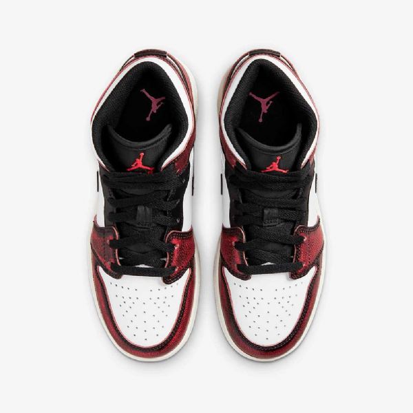 Nike Air Jordan 1 Mid Tops Se Sko Til Børn Sort Hvid