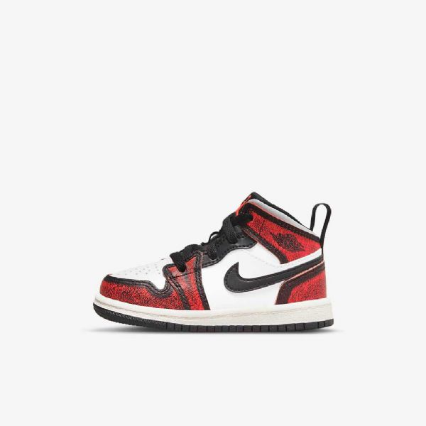 Nike Air Jordan 1 Mid Tops Se Sko Til Børn Sort Hvid