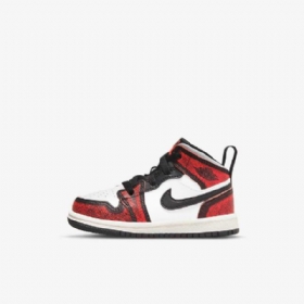 Nike Air Jordan 1 Mid Tops Se Sko Til Børn Sort Hvid