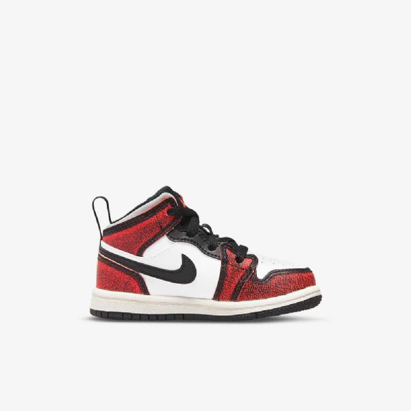 Nike Air Jordan 1 Mid Tops Se Sko Til Børn Sort Hvid