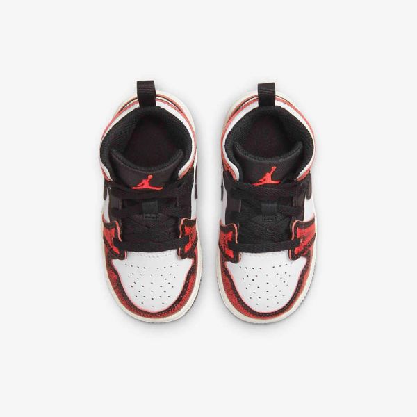 Nike Air Jordan 1 Mid Tops Se Sko Til Børn Sort Hvid