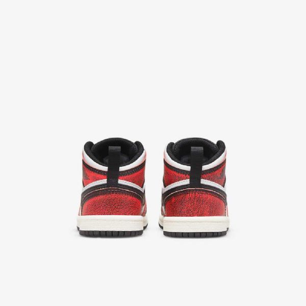 Nike Air Jordan 1 Mid Tops Se Sko Til Børn Sort Hvid