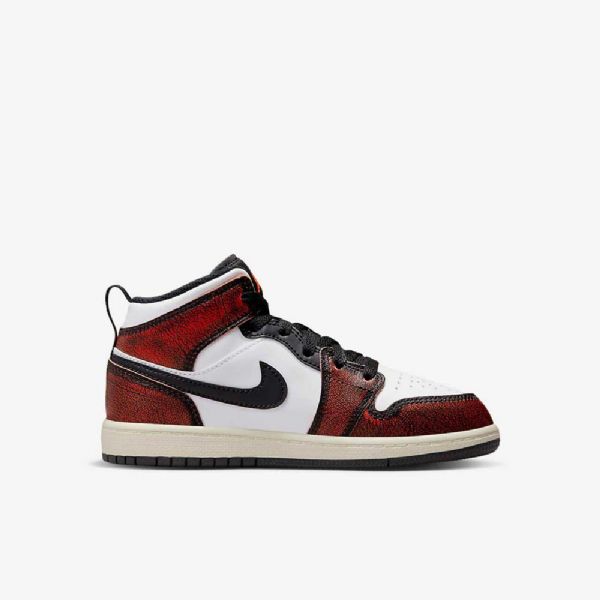 Nike Air Jordan 1 Mid Tops Se Sko Til Børn Sort Hvid