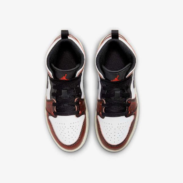 Nike Air Jordan 1 Mid Tops Se Sko Til Børn Sort Hvid