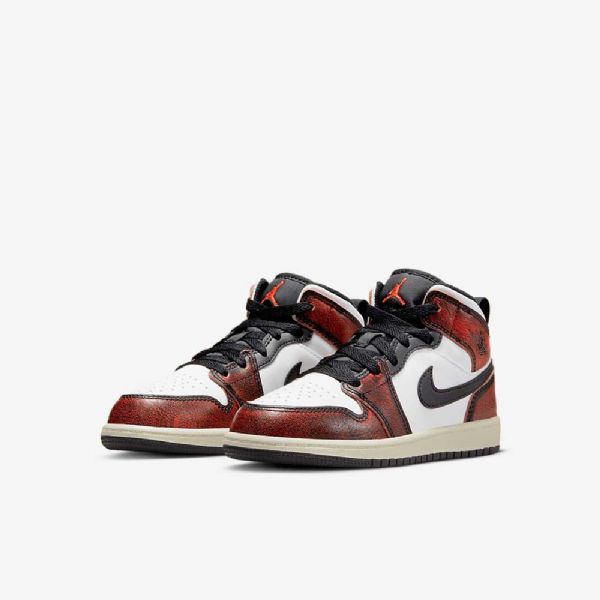 Nike Air Jordan 1 Mid Tops Se Sko Til Børn Sort Hvid