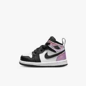 Nike Air Jordan 1 Mid Tops Se Sko Til Børn Sort Hvid Coral