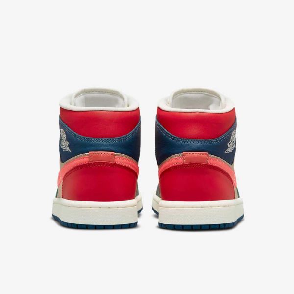 Nike Air Jordan 1 Mid Tops Se Sko Til Damer Blå Rød