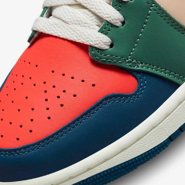 Nike Air Jordan 1 Mid Tops Se Sko Til Damer Blå Rød