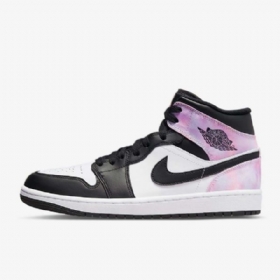 Nike Air Jordan 1 Mid Tops Se Sko Til Damer Sort Hvid Coral