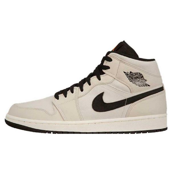 Nike Air Jordan 1 Mid Tops Se Sko Til Mænd Beige Sort