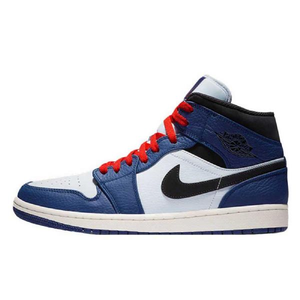 Nike Air Jordan 1 Mid Tops Se Sko Til Mænd Blå Sort