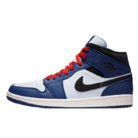Nike Air Jordan 1 Mid Tops Se Sko Til Mænd Blå Sort